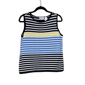 Liz Claiborne Women's Sleeveless Woven/Knitted Striped Tank Top Size L Nautical